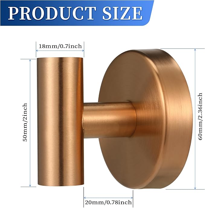 Heavy Duty Reusable Suction Cup Hooks for Shower - No Drill Bathroom/Glass/Mirror/Tiles & Metal Surfaces,and Smooth Non-Porous Surfaces for Towels, Robes, Loofahs (2, Champagne Bronze)