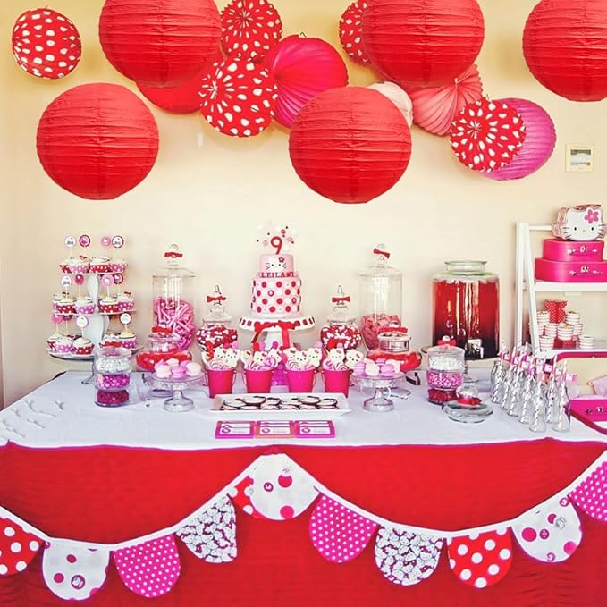 BEISHIDA 12-Inch Red Round Paper Lanterns Decorative Hanging Asia Chinese Japanese Paper Lanterns Lamp for Birthday Wedding Valentine's Day Anniversary Baby Shower Christmas Party Decoration（6 Packs）