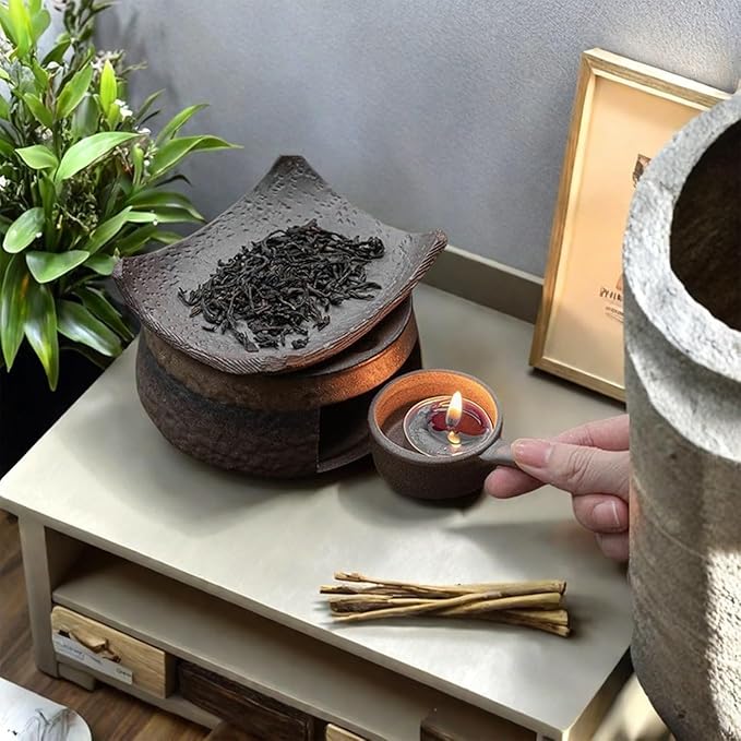 Ceramic Aromatherapy Burner, Ceramic Aromatherapy Stove Natural Oil Fragrance Diffuser, Tea Light Candle Holders Teapot Warmer, Zen Incense Burner Kit for Home Office