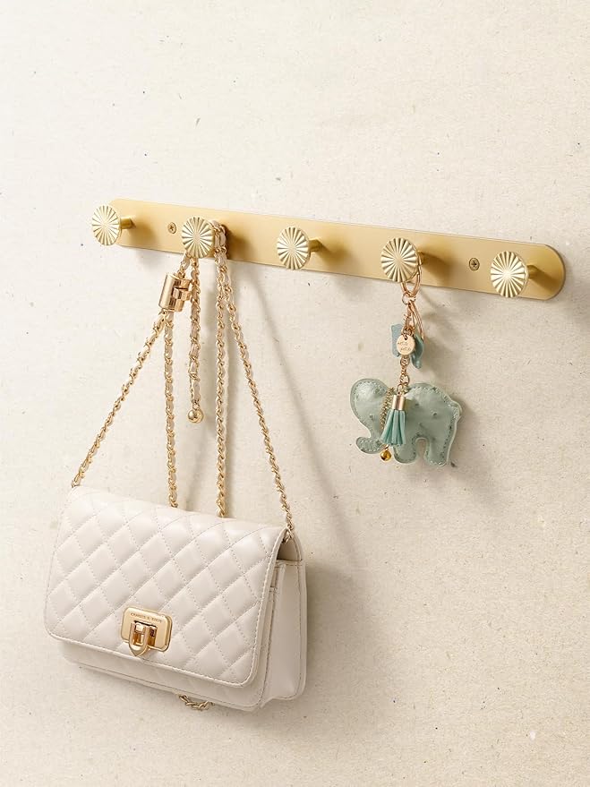 1 Pack Coat Rack Wall Mounted Gold Brass Towel Hooks for Bathrooms Wall Hooks for Hanging Robe Coat Hooks Kitchen Decorative Heavy Duty Zinc Alloy
