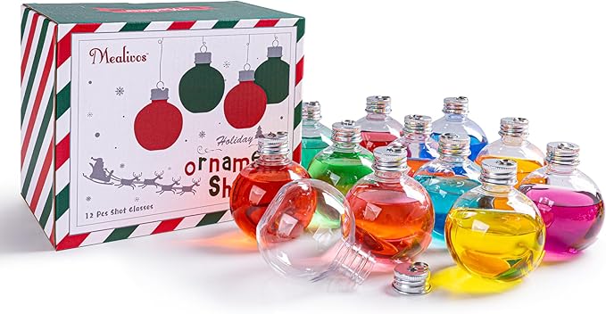 12 Pcs Clear Christmas Ornaments Balls, 5oz Fillable Plastic Christmas Ornament Balls for Christmas Tree Hanging Decoration & White Elephant Gifts