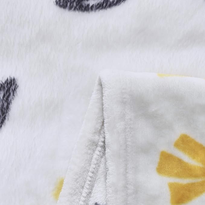 DaDa Bedding Floral Fleece Throw Blanket - Soft Faux Mink Flannel with Yellow Orange Tulips on Grey - Cozy & Elegant Home Decor - 63" x 90"