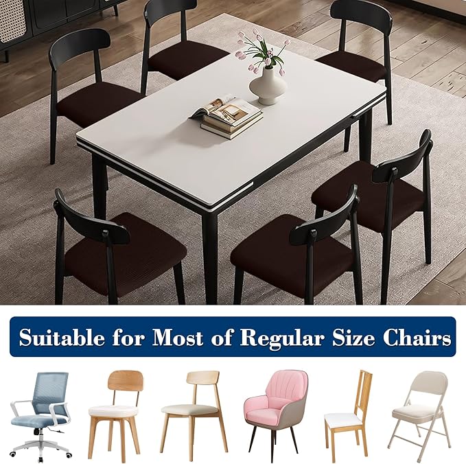 Dining Chair Seat Covers, Washable Dining Room Chair Seat Covers Set of 8, Removable Kitchen Seat Covers Chair Covers for Dining Chairs