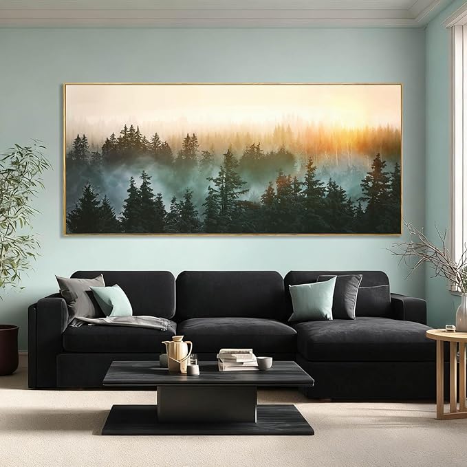 YJYart Nature Wall Art Tree Wood Wall Decor Forest Canvas Pictures 32"x70" Bedroom Artwork Over Bed Poster for Dining Room Office