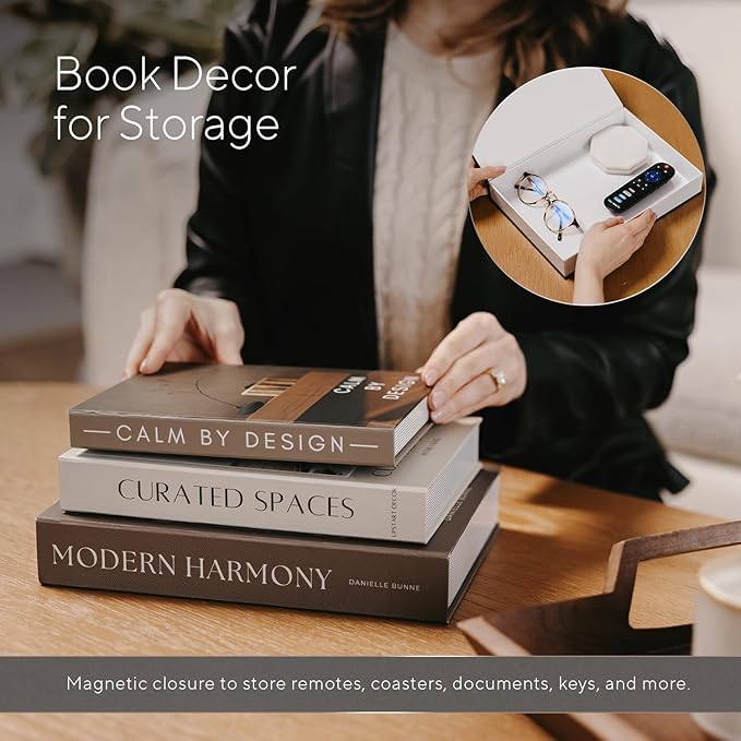 Modern Decorative Books For Home Decor - Set of 3 Faux/Fake Books For Decoration for Aesthetic Coffee Table Bookshelf Mantle Book Decor as Decorative Storage Boxes in Living Room Entryway Shelf Décor