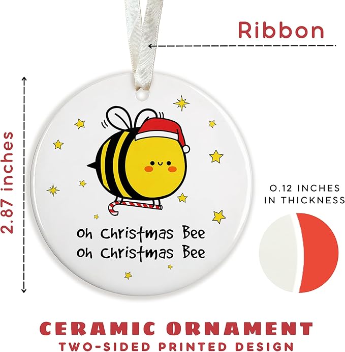 Bee Ornaments - Bee Ornaments for Christmas Tree - Cute Animals Christmas Ornament - Gifts for Bees Lovers, Bees Themed Gifts - Ceramic Ornament 2025