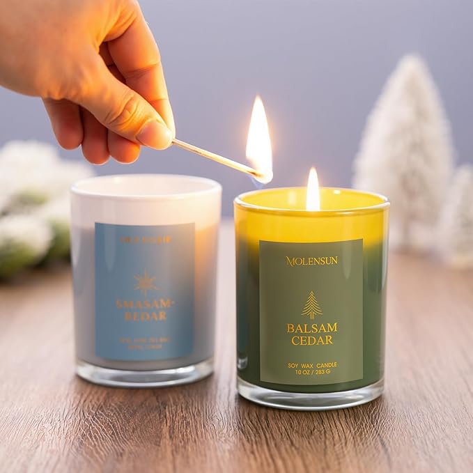 Whisper Winter Candle, 10oz Soy Scented Candle for Home, Christmas Birthday & Holiday Gifts for Women & Men, Long Lasting 50+ Hour Clean Non-Toxic Burn, Elegant Winter & Christmas Festive Home Decor