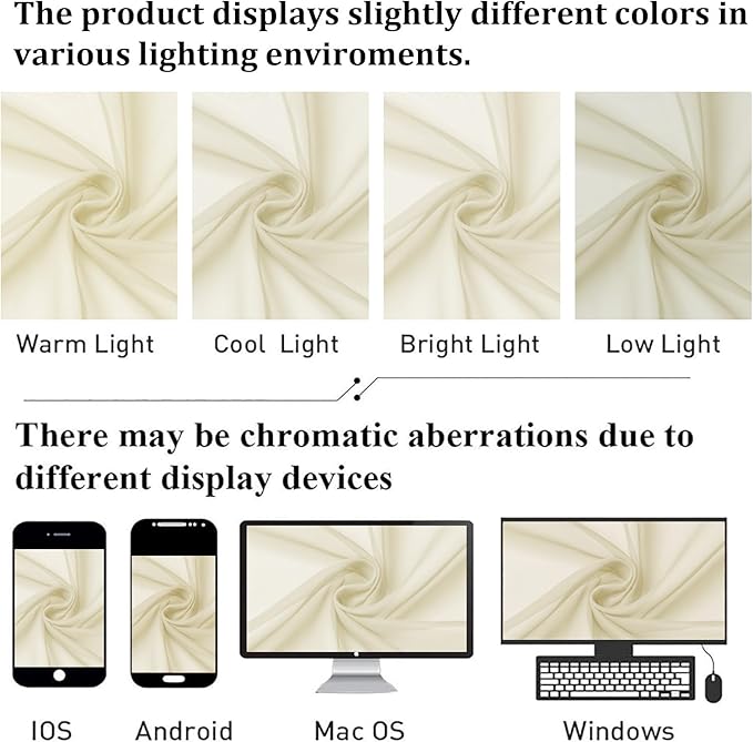 Lecloud Cream Sheer Curtains 96 Inches Long 2 Panels, Elegant Light Filtering Voile Breathable Curtains, Gauzy Window Decor with Top Dual Rod Pocket for Living Room Bedroom, Each 42" W x 96" L