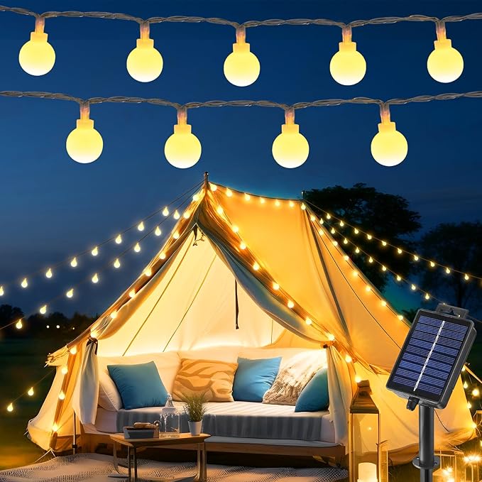 Brightown Solar Lights Outdoor Waterproof, 66Ft 200 LED Globe Solar String Lights for Outside, 8 Modes Outdoor Solar Lights for Yard Balcony Patio Tree Canopy Party (Warm White)