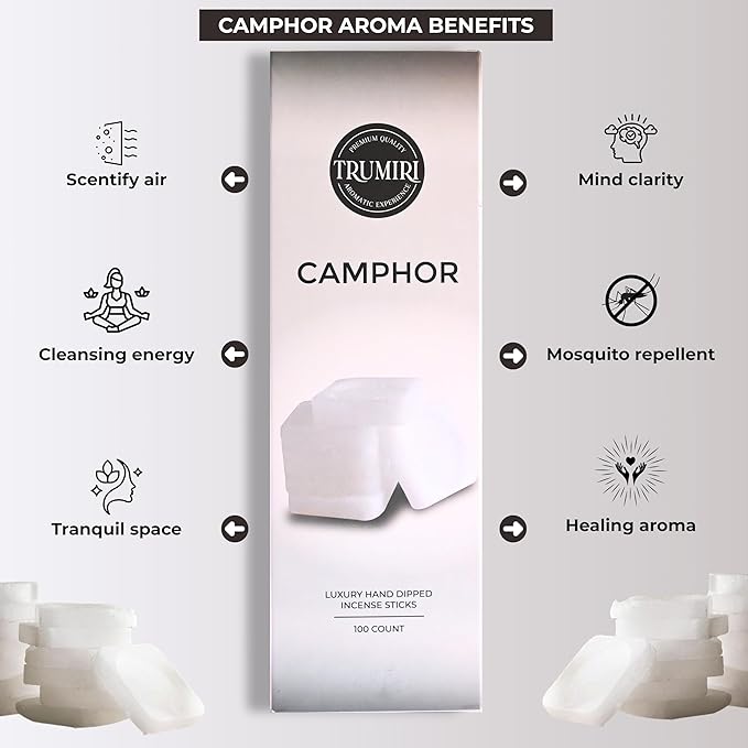 Camphor Incense Sticks - Bulk Pack of 100 Insence-Sticks - Made with Natural Non Toxic Alcanfor Inscent - Scented Incienso Spiritual Insense Incents