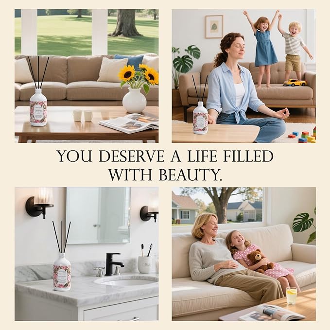 M&SENSE Reed Diffuser Oil Refill, 16.9oz (500ml) with 10 Hollow Reed Sticks, Sage Citrus Scent Home Fragrance, Scented Oil Refills, Natural Essential Oils for Diffusers, Décor for Home Spa & Office