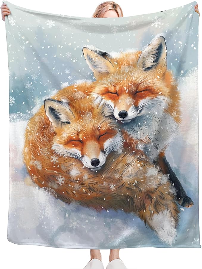 Tijuboni Fox Throw Blanket Fox Gifts for Girls Boys Women Men Kids Adults Soft Flannel Fleece Blanket for Couch Sofa Bed Home Decor 50"x60"