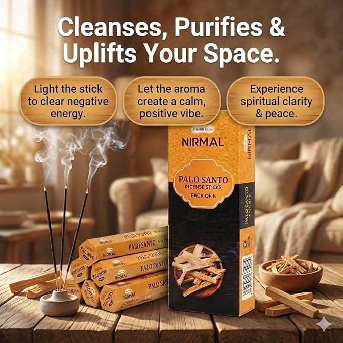 Hexa Palo Santo Incense Sticks - Pack of 6 Incense, 120 Sticks for Calming, Stress-Relief and Mindful Meditation | an Eco-Friendly, Non-Toxic and Unique Aromatic Incense Sticks by Shubhkart