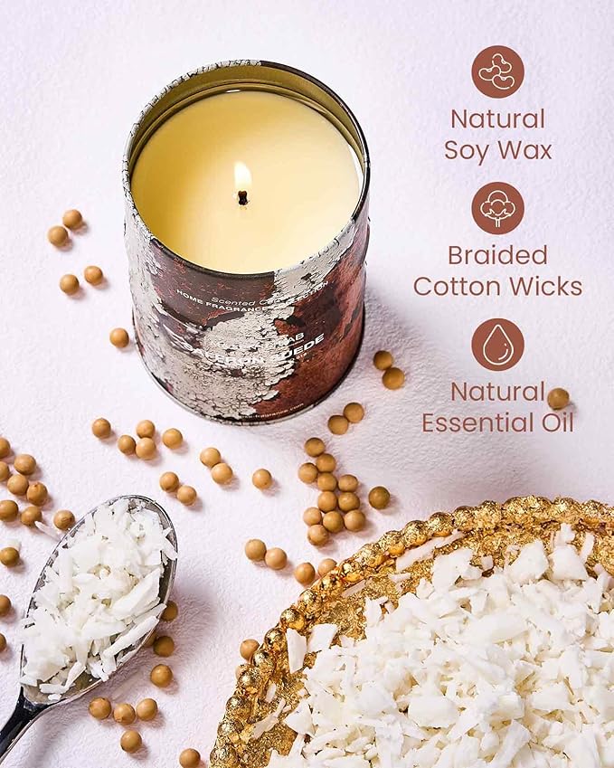 M&SENSE Saffron Suede Scented Candles Christmas Decor,Natural Non Toxic, Aromatherapy Candle for Stress Relief Meditation Relaxing, Housewarming Gifts for Women Men, 11.3oz 70 Hour