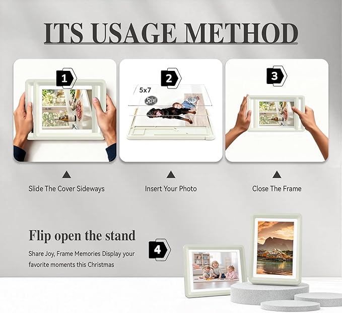 Light Gray 5x7 Picture Frame with Acrylic Front 10 Pack, ABS Frame for 5x7 or 4x11 Photos, Shatterproof UV-Resistant Tabletop Photo Frame, Vertical/Horizontal Display for Home Décor