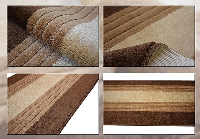 Custom Size Hallway Runner Rug, Slip Resistant, 26 Inch Wide X Your Choice of Length, Lines Brown,26 Inch X 18 feet