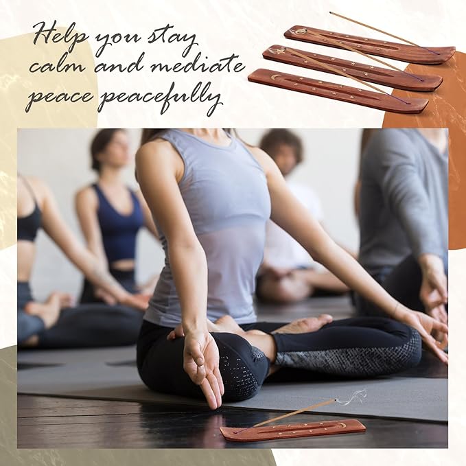 Maxcheck 30 Pcs Wooden Incense Holder for Sticks Sandalwood Incense Sticks Holder Incense Burner Ash Catcher 10 Inch Handmade Inscent Tray for Home Decor Meditation Aromatherapy Yoga, 3 Styles