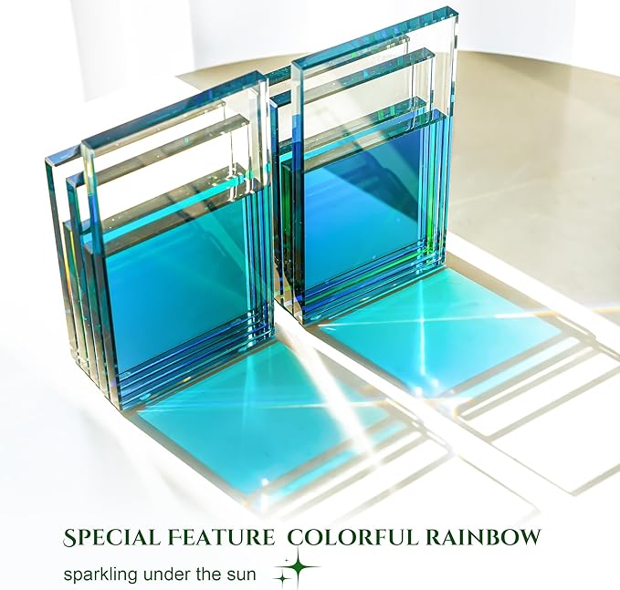 H&D HYALINE & DORA Pair Crystal Bookends Decorations Glass Book Ends Heavy Book Ends for Shelves Non-Skid Book Holders for Normal Books/CD/Video Games(5.5 LB)