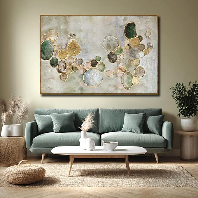 YJYart Gold Line Home Wall Decor Abstract Wall Art Neutral Canvas Artwork 32"x48" Decorations for Bedroom Large Paintings for Living Room