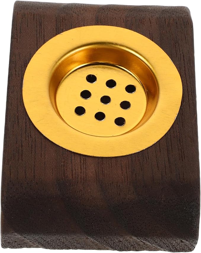 VALICLUD Modern Minimalist Wooden Incense Burner Holder with Tray Small Space-Saving Middle Eastern Arabian Charcoal Burner and Ash Catcher for Home Decor and Aromatherapy