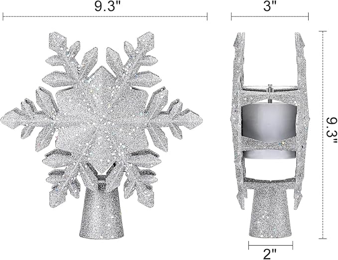 Christmas Tree Topper Lighted with 6 Projected Patterns, Christmas Star Tree Topper Built-in LED Rotating Lights, 3D Glitter Projector for Party Holiday Xmas Decorations Gifts (Snowflake)