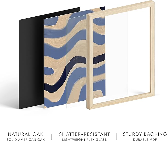 HAUS AND HUES Modern Abstract Wall Art - Blue and Green Living Room Art, Modern Artwork for Walls, Minimalist Picture for Living Room(Blue Abstract Pattern 4, Beige Frame, 11x14)