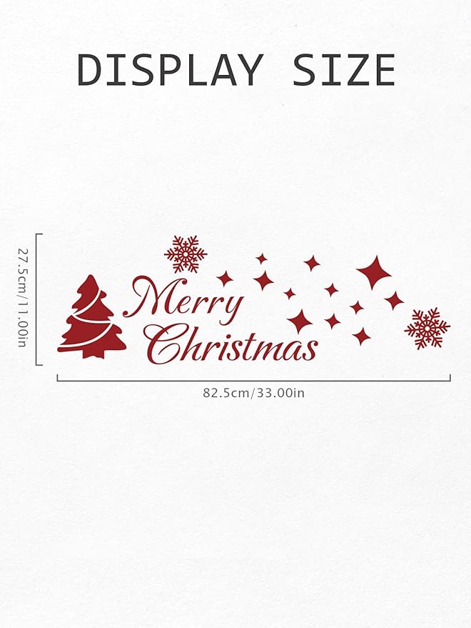 MoharWall Christmas Tree Stickers Decor Winter Snow Large Wall Decals Merry Christmas Window Cling Quotes Star Vinyl Art Decoration