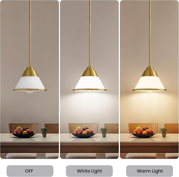 Milk Glass Pendant Light Fixture for Kitchen Island, 9.4" Gold Vintage Chandelier with Adjustable 6 Hanging Poles Pendant Light for Dining Room, Living Room, Stairway, Hallway, or Entrance