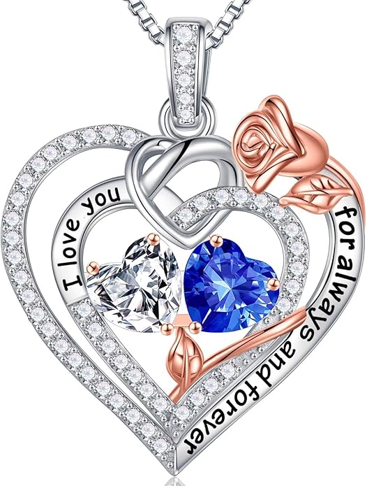 Iefil Christmas Gifts for Wife Women - 925 Sterling Silver Double Birthstone Necklace, Anniversary Birthday Gifts for Women, Jewelry Gift for Wife Girlfriend Mom Her