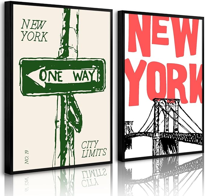 New York City Wall Art Nyc Canvas Wall Decor Vintage New York Pictures Poster Trendy Minimalist Wall Art Retro Prints New York City Painting Modern Artwork for Living Room 12x16x2 Inch Unframed