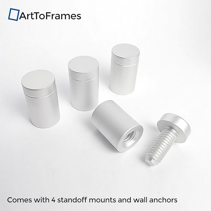 ArtToFrames Floating Acrylic Frame for Pictures Up To 24x30 inches (Full Frame is 28x34) with Muted Chrome Standoff Wall Mount Hardware, Acrylic-109-24x30-80