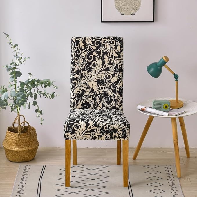 Senllori Dining Room Chair Covers Set of 6,Printed Pattern Parsons Chair Slipcovers Removable Washable Kitchen Seat Dining Chairs Protector Cover for Home or Party