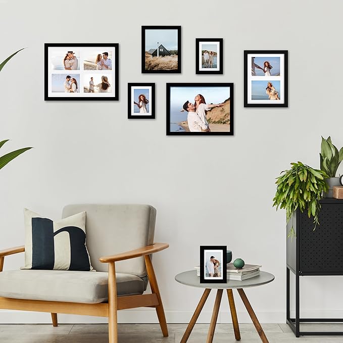 4x6 Picture Frame - 4 x 6 Photo Frame Made of Solid Oak Wood and Real Glass,Display Picture 3.5x5 with Mat or 4x6 Without Mat,4 by 6 Frames for Wall & Tabletop(Color Black)
