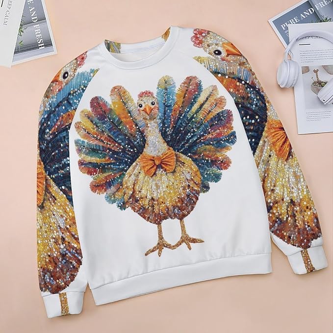 Womens Thanksgiving Sweatshirt Oversized Crewneck Pullover Casual Graphic Long Sleeve Shirts