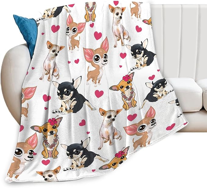 Tijuboni Chihuahua Throw Blanket Dog Gifts for Girls Boys Women Men Kids Adults Soft Flannel Fleece Blanket for Couch Sofa Bed Home Decor 60"x80"