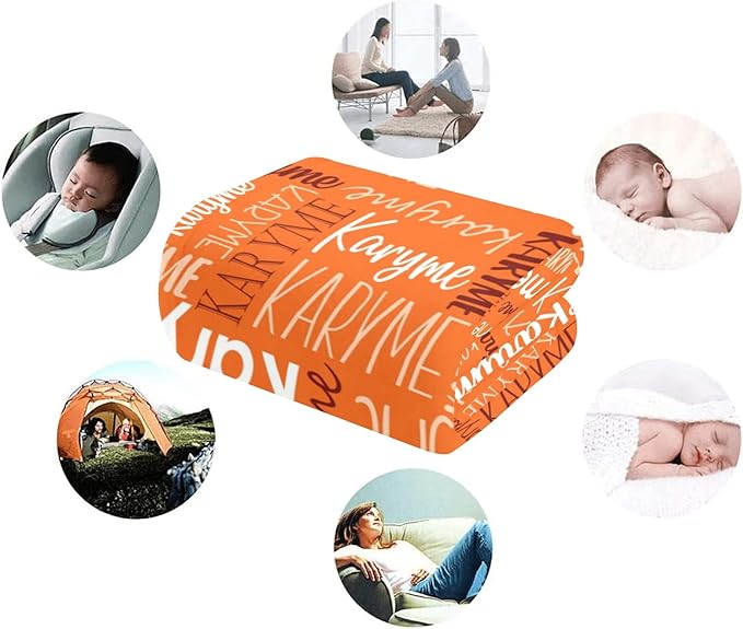 Personalized Blankets with Names Baby Gifts for Girls Boys Custom Soft Fleece and Sherpa Name Blanket for Kids and Adults Birthday for Daughter Son Granddaughter Grandson (Orange)