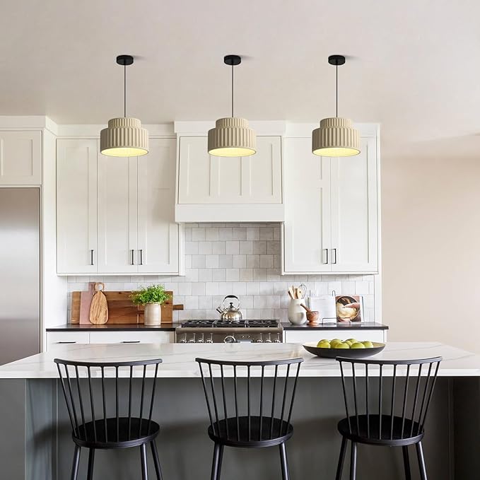 1-Light Nordic Modern Pendant Lighting Vintage Hanging Light Fixture Retro Colorful Single Pendant Lights Kitchen Island Light Ceiling Hanging over Island with Cream Yellow Resin Shade MPL33-W