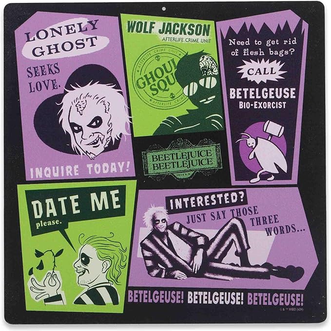 Beetlejuice Beetlejuice Dating Ad Collage Metal Sign - Fun Beetlejuice Wall Decor for Home