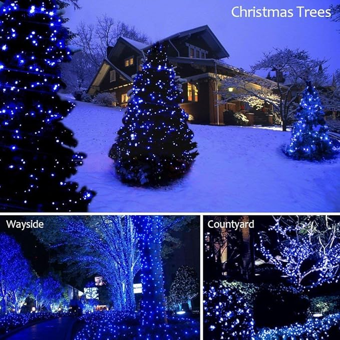 LED String Lights, 165FT 500LED 30V Plug in Waterproof String Lights with 8 Modes for Indoor and Outdoor Party Wedding Home Patio Lawn Garden Supplies (Blue)