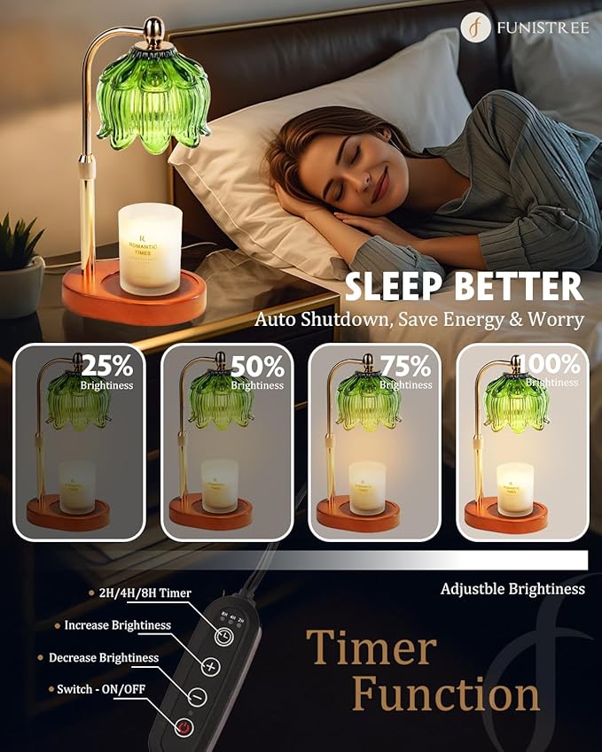 Candle Warmer Lamp with Timer Dimmable, Adjustable Height, Birthday Gifts for Women Mom, House Warming Gifts New Home Room Decor, Christmas Gifts,Wax Warmer Lamp for Jar Candles with 2 Bulbs