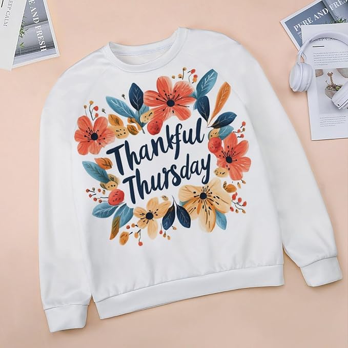 Thanksgiving Sweatshirt for Women Crewneck Pullover Casual Graphic Long Sleeve Shirts Sweater