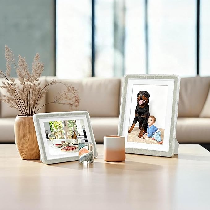 5x7 Picture Frame, Clear Acrylic Photo Frame with White Mat for 4x6 Photos, One-Piece Shatterproof Tool-Free Design, UV-Resistant Waterproof Tabletop Frame for Home Office Decor with 10-Year Warranty