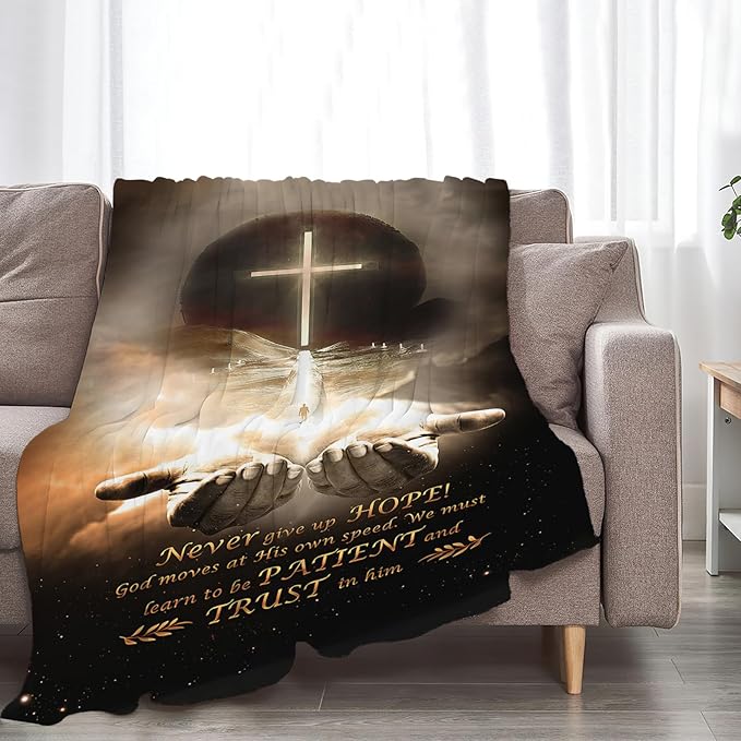 Tijuboni Christian Throw Blanket God Religious Gifts for Women Men Girls Boys Kids Adults Soft Flannel Fleece Blanket for Couch Sofa Bed Home Decor 60"x80"