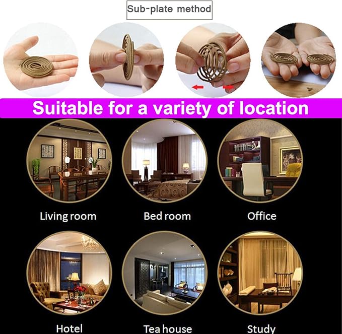 Sandalwood Coils Incense Natural 48 Pieces for Incense Holder Burner Home Decor Indoor Aroma 4 Hours