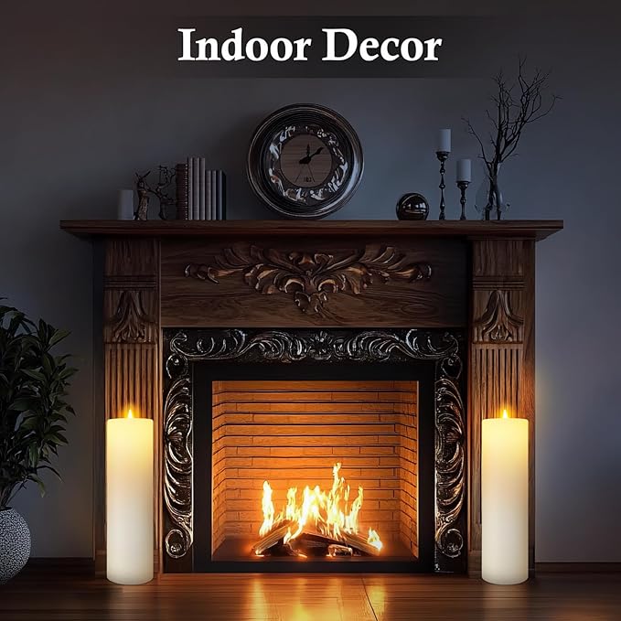 14" x 4" Large Outdoor Candles, Waterproof Flickering LED Flameless Candles with Timer, Battery Operated Candles with Remote Control Realistic Fake Pillar for Patio Porch Lanterns, White 1 Pack