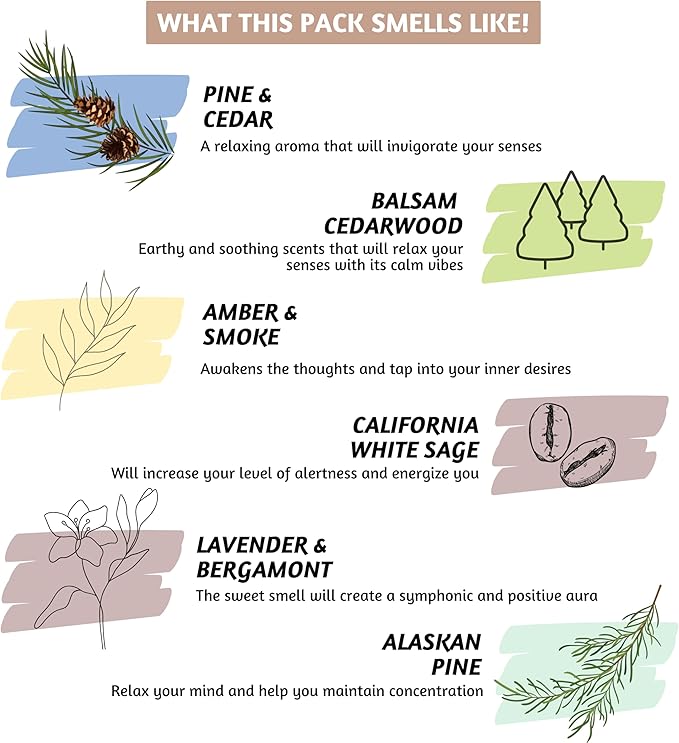 Folkulture Christmas Incense Sticks | Pack of 12 Non Toxic Insenses (240 Sticks) with Incense Holder | White Sage, Pine & Cedar, Palo Santo, Sandalwood Organic Inscents-Sticks for Home