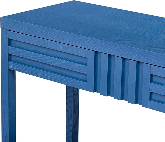 Modern Console Table with 2 Top Drawers and Bottom Shelf, Wooden 51'' Long Entryway Table Accent Sofa Table for Hallway Living Room Corridor Foyer (Navy Blue-AVR)
