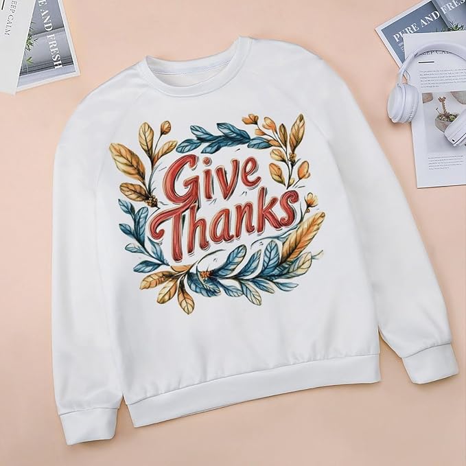 Thanksgiving Sweatshirt for Women Crewneck Pullover Casual Graphic Long Sleeve Shirts Sweater