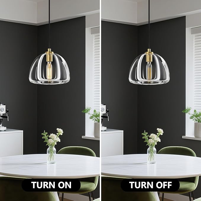 Modern Gold Pendant Lights Kitchen Island Ceiling Chandelier Indoor Crystal Hanging Light Fixtures for Dining Room Kitchen Living Room Bedroom（B-2Pack）