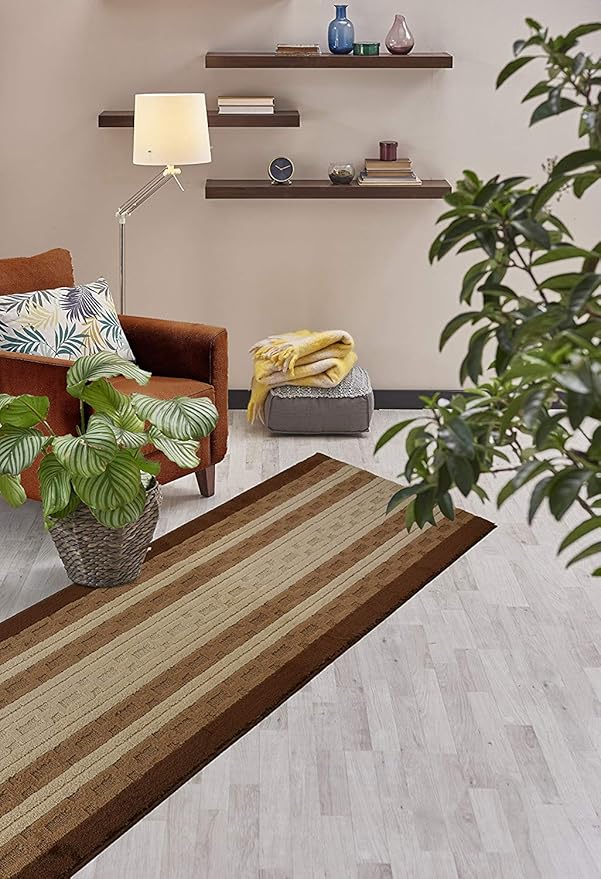 Custom Size Hallway Runner Rug, Slip Resistant, 26 Inch Wide X Your Choice of Length, Chain Brown, 26 Inch X 27 feet